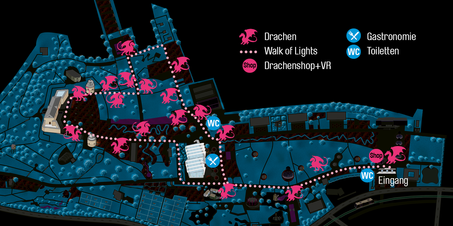 Lageplan der Drachen im Park